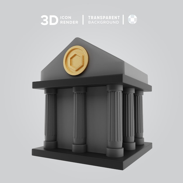 Banco de monedas de enlace de cadena ilustración 3d que muestra el icono 3d de color aislado