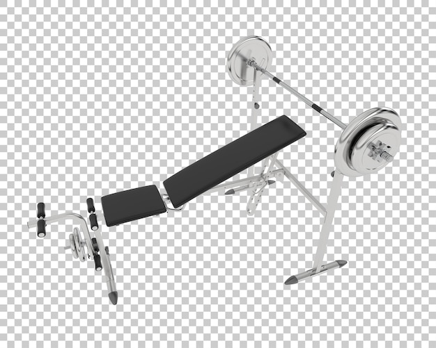Banco de pesas ajustable en la ilustración de renderizado 3d de fondo transparente