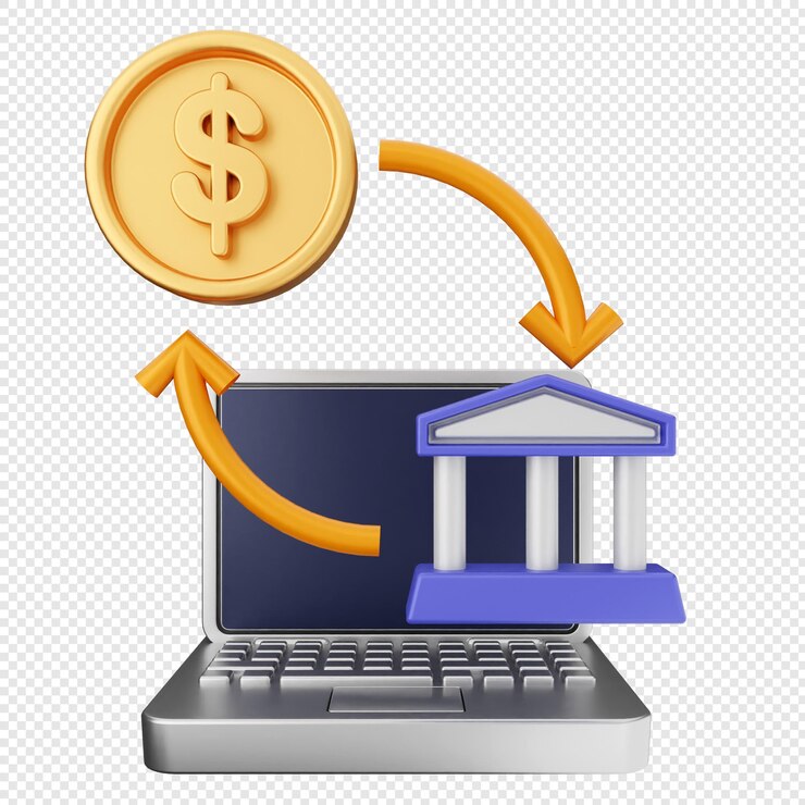 PSD banco de transacciones monetarias en 3d