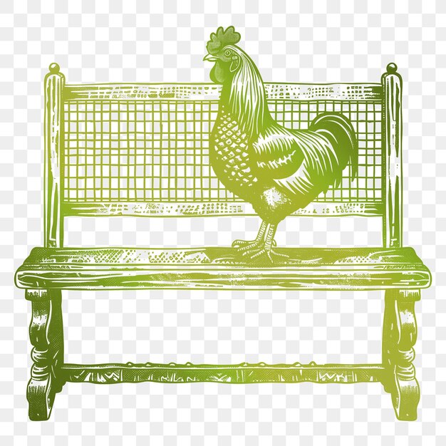 PSD un banco verde con un pollo y las palabras pollo en él