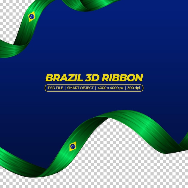 PSD band mit der farbe der brasilianischen flagge 3d