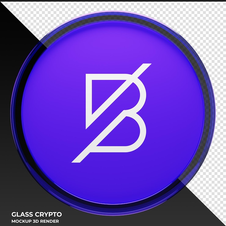 PSD band protocol band glass crypto coin 3d illustration