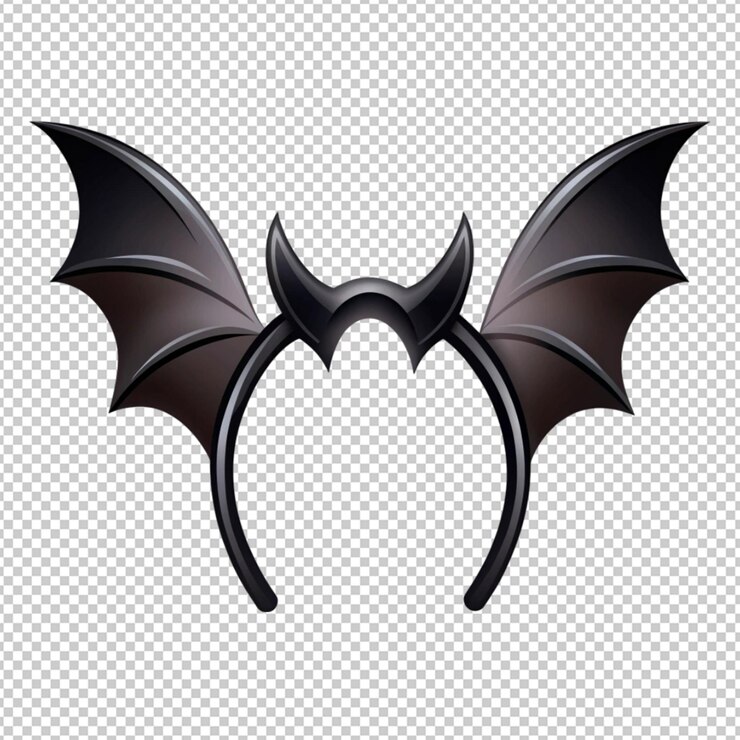 PSD banda de cabeça de halloween com asas de morcego em fundo transparente