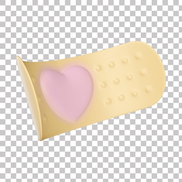Banda di cartoni animati 3D con cuore rosa e sfondo trasparente