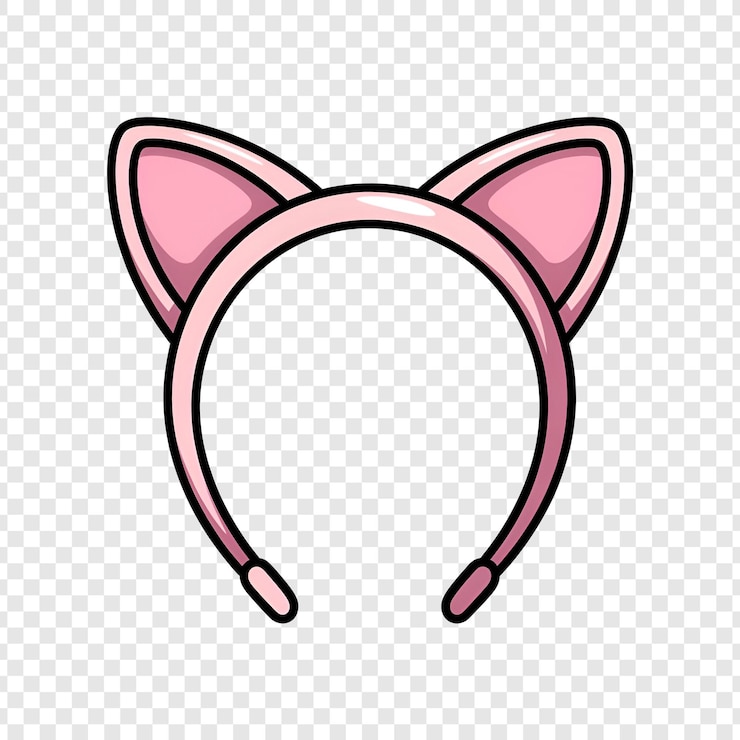 PSD banda rosa de orelhas de gato isolada em fundo transparente