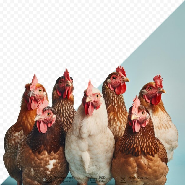 PSD una bandada de gallinas que vagan libres