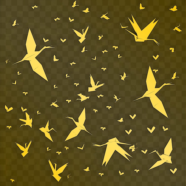 PSD una bandada de pájaros volando en el cielo con un fondo amarillo