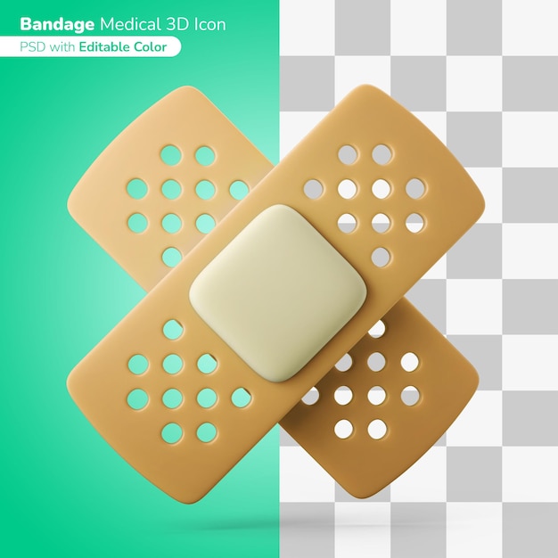 PSD bandagem de gesso médico ilustração 3d ícone 3d cor editável isolada