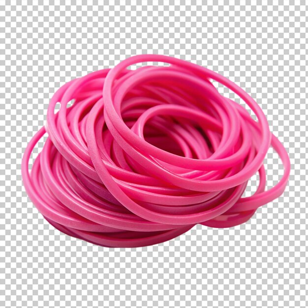 Bandas elásticas rosadas de pelo aisladas sobre un fondo transparente