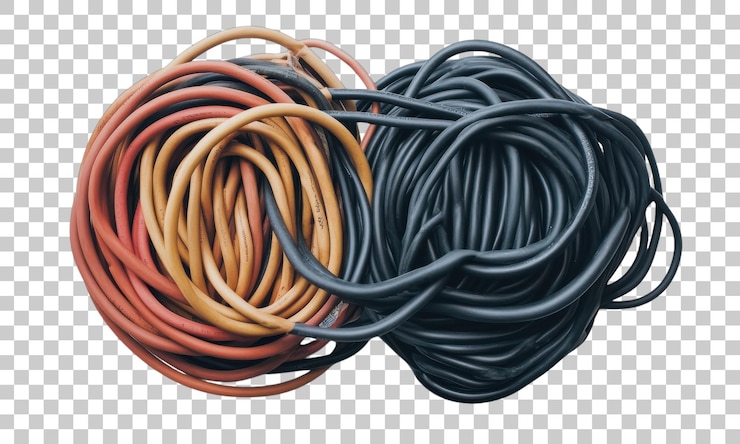 PSD las bandas de goma enredadas de colores dispuestas artísticamente sobre un fondo blanco con fines creativos