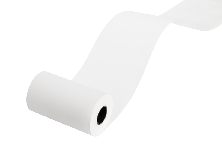 PSD bande de papier pour les caisses enregistreuses bande blanche pour les chèques sur un fond vide