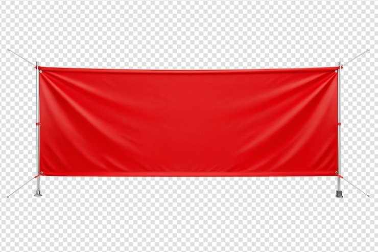 PSD bandeau rouge blanc mock-up réglé png