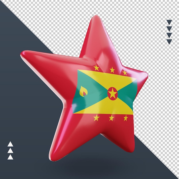 PSD bandeira 3d da estrela de granada renderizando a vista esquerda