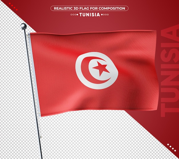 PSD bandeira 3d da tunísia com textura realista