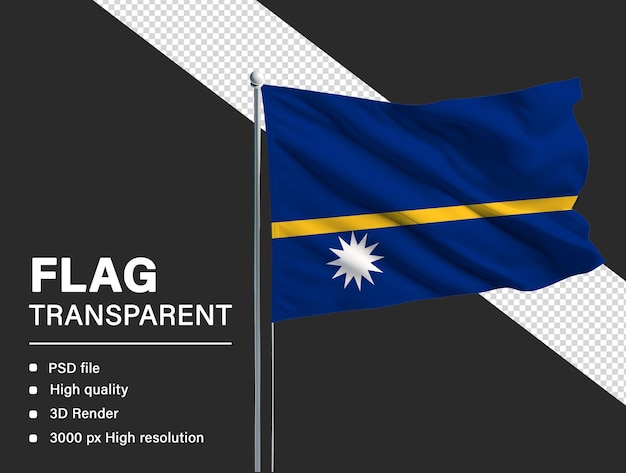 Bandeira 3D de Nauru isolada em fundo transparente
