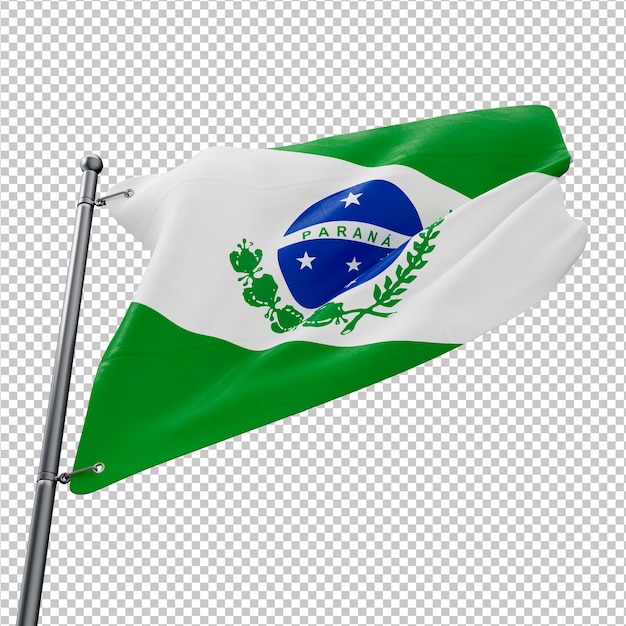 PSD bandeira 3d do estado brasileiro do paraná com fundo transparente