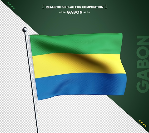 PSD bandeira 3d do gabão com textura realista