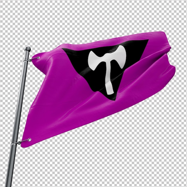 Bandeira 3d do orgulho lésbico de labrys com fundo transparente