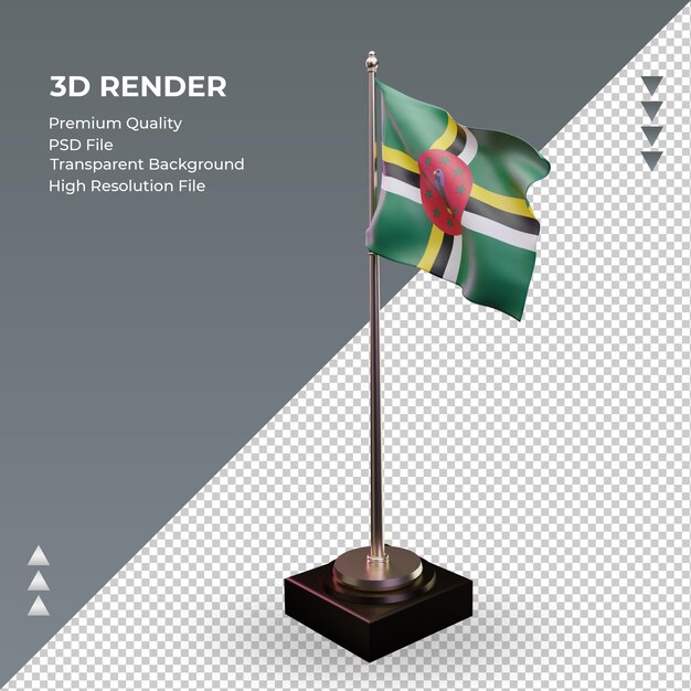 Bandeira 3d dominica renderizando a vista direita