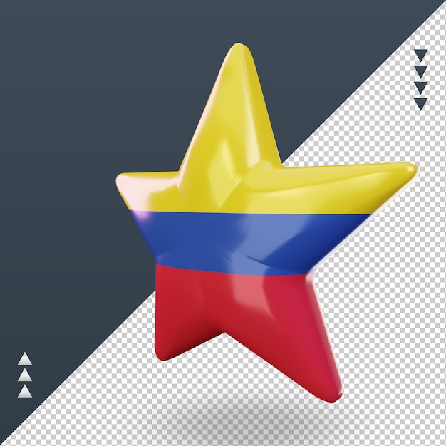 PSD bandeira 3d estrela da colômbia renderizando a vista correta