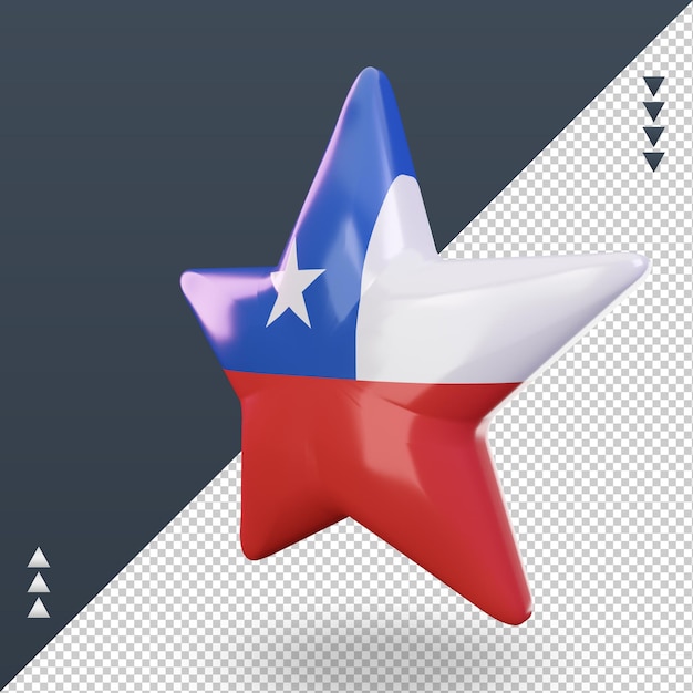 PSD bandeira 3d estrela do chile renderizando a vista correta