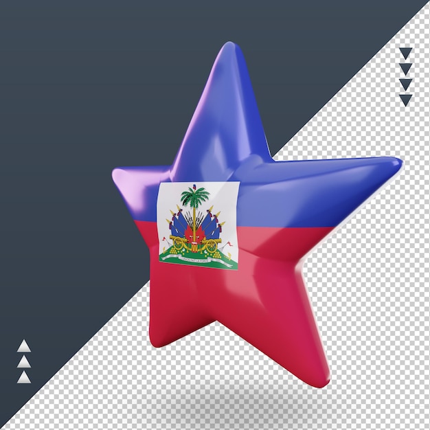 PSD bandeira 3d estrela do haiti renderizando a vista correta