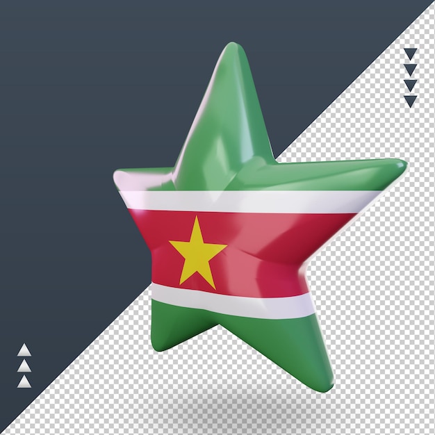 Bandeira 3d estrela do suriname renderizando vista direita