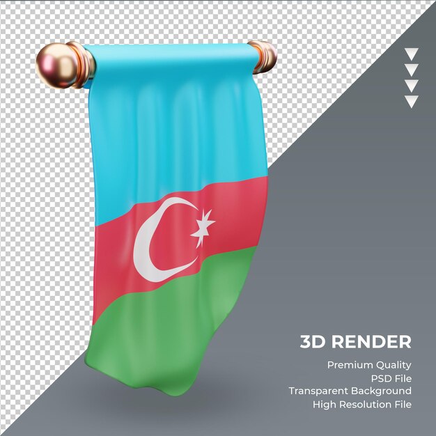Bandeira 3d Flâmula do Azerbaijão renderizando vista correta