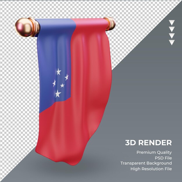 Bandeira 3d pennant samoa renderizando vista direita