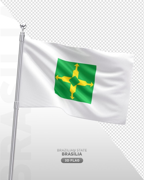 Bandeira 3D realista do estado brasileiro de Brasília