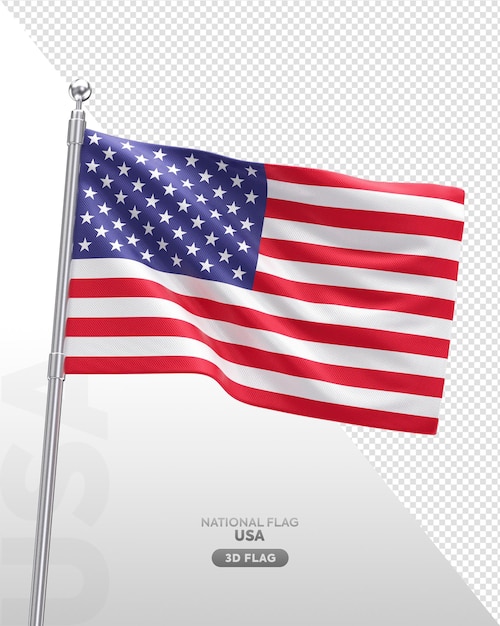 Bandeira 3D realista dos Estados Unidos da América
