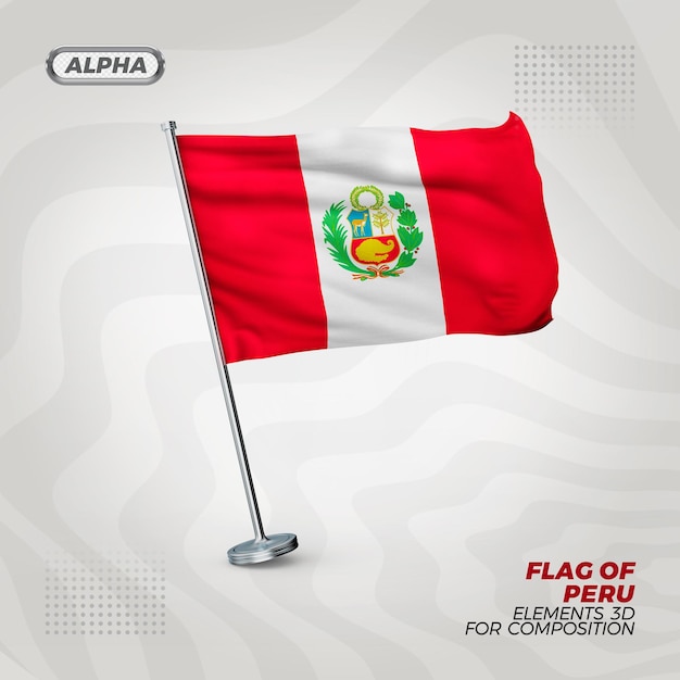 PSD bandeira 3d texturizada realista do peru