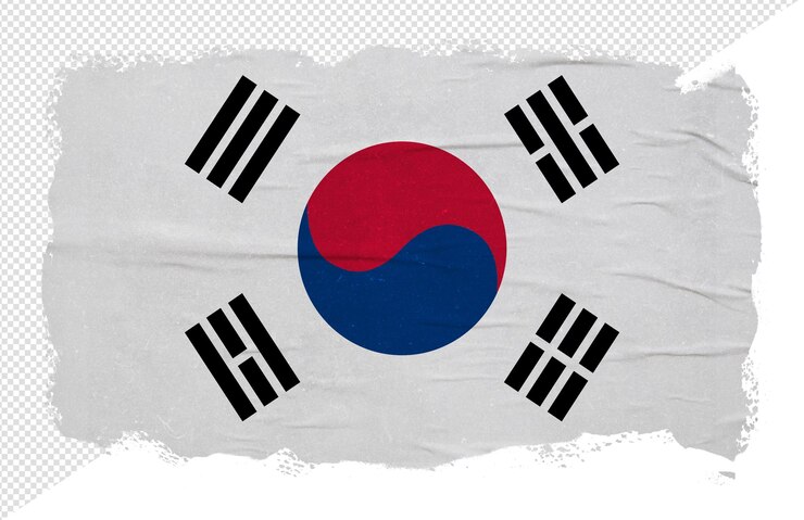 PSD bandeira abstrata da coreia do sul com efeito de pincelada de tinta