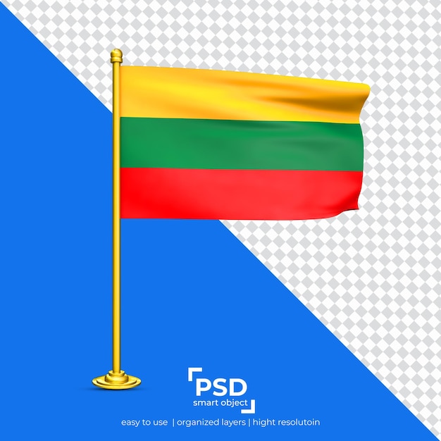 PSD bandeira acenando da lituânia isolada em fundo transparente