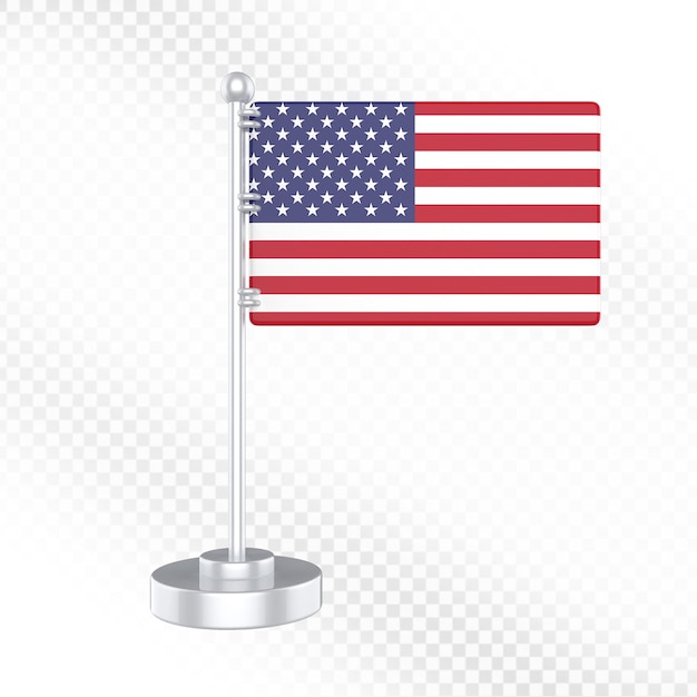 Bandeira americana em miniatura em um suporte