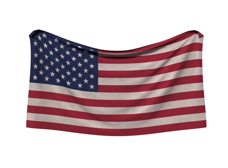 PSD bandeira americana isolada em fundo transparente