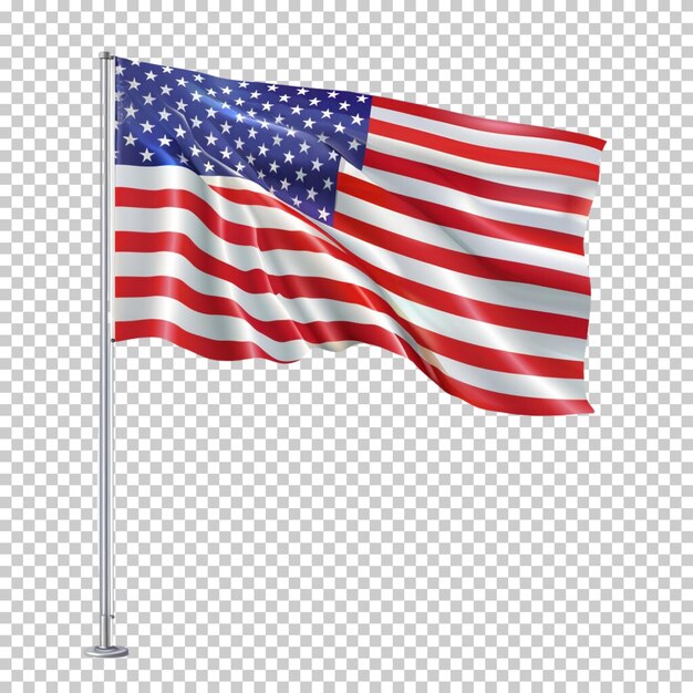 Bandeira americana isolada em um fundo transparente