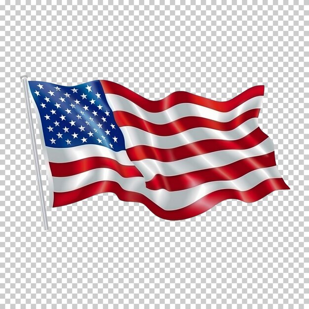 Bandeira americana isolada em um fundo transparente