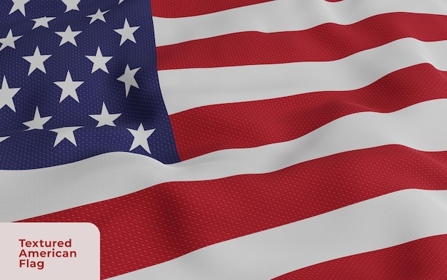 Bandeira americana realista e texturizada com renderização de alta qualidade