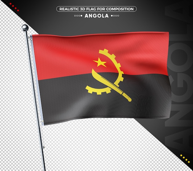 Bandeira angola 3d texturizada para composição