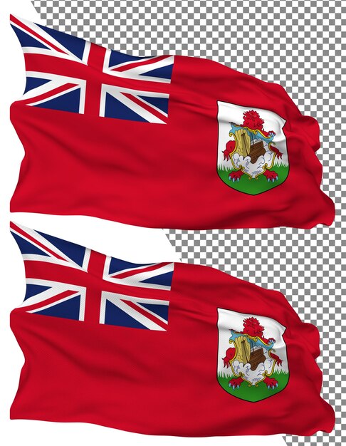 Bandeira de las bermudas onda aislada textura de golpe plano fondo transparente renderización en 3d