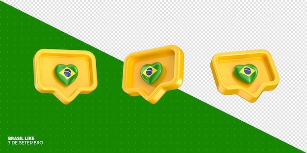 PSD bandeira brasileira psd no formato de ícone como em renderização realista 3d