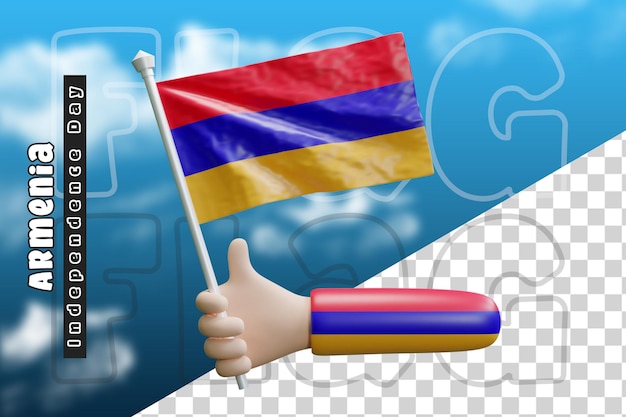 PSD bandeira da armênia na mão ou bandeira da armênia na mão