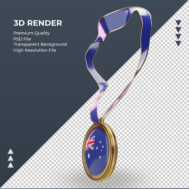 Bandeira da austrália medalha 3d renderizando vista direita