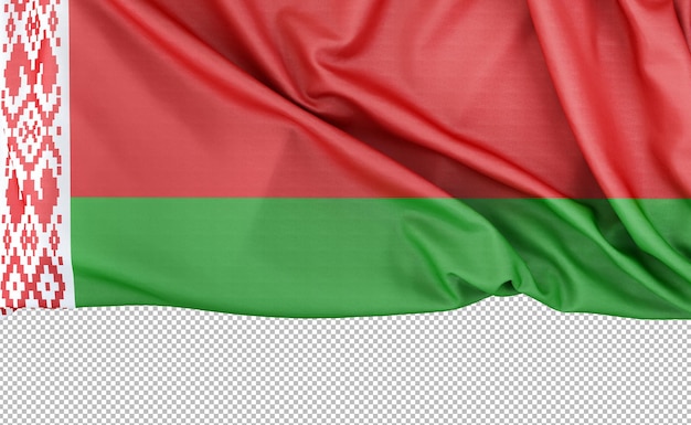 Bandeira da bielorrússia isolada em fundo branco com espaço de cópia abaixo da renderização em 3d