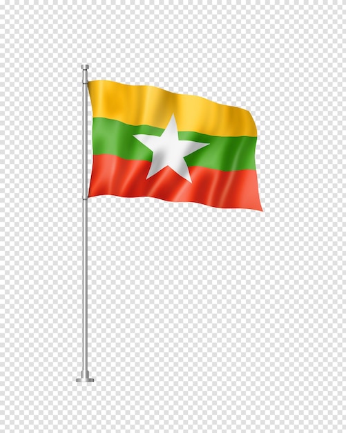 Bandeira da birmânia myanmar isolada em branco