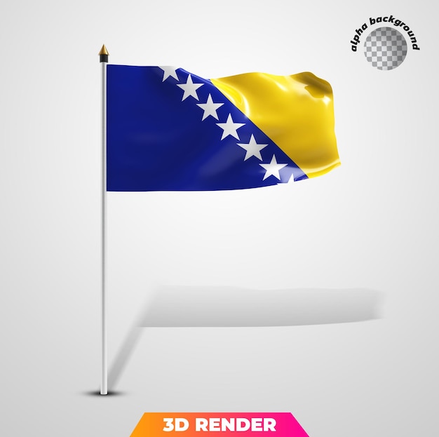 PSD bandeira da bósnia e herzegovina renderização em 3d