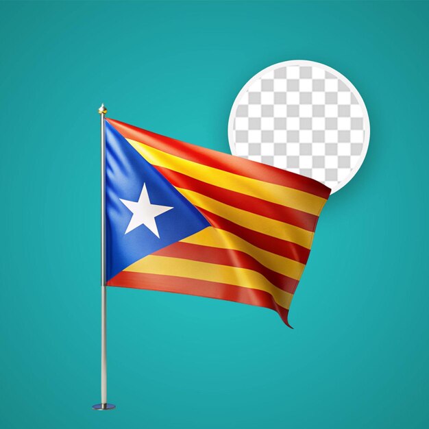 PSD bandeira da catalunha agitando isolada em fundo branco transparente