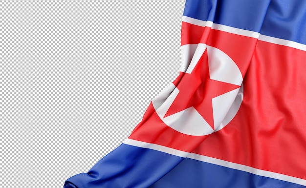 PSD bandeira da coreia do norte com espaço vazio à esquerda renderização 3d isolada