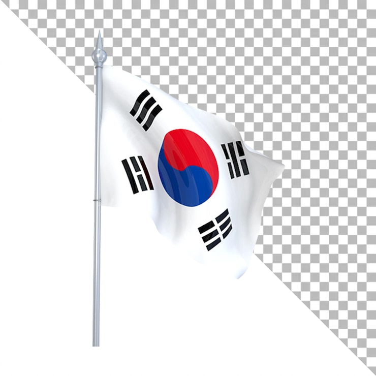 PSD bandeira da coreia do sul agitando no vento
